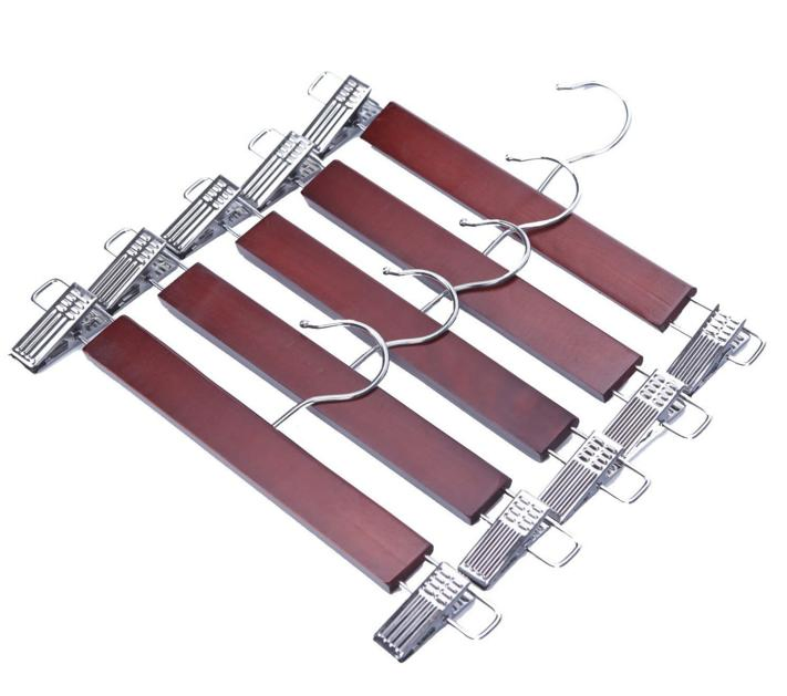 Wholesale Wooden Cloth Hanger with Metal Clips for Women Skirt (GLWH160)
