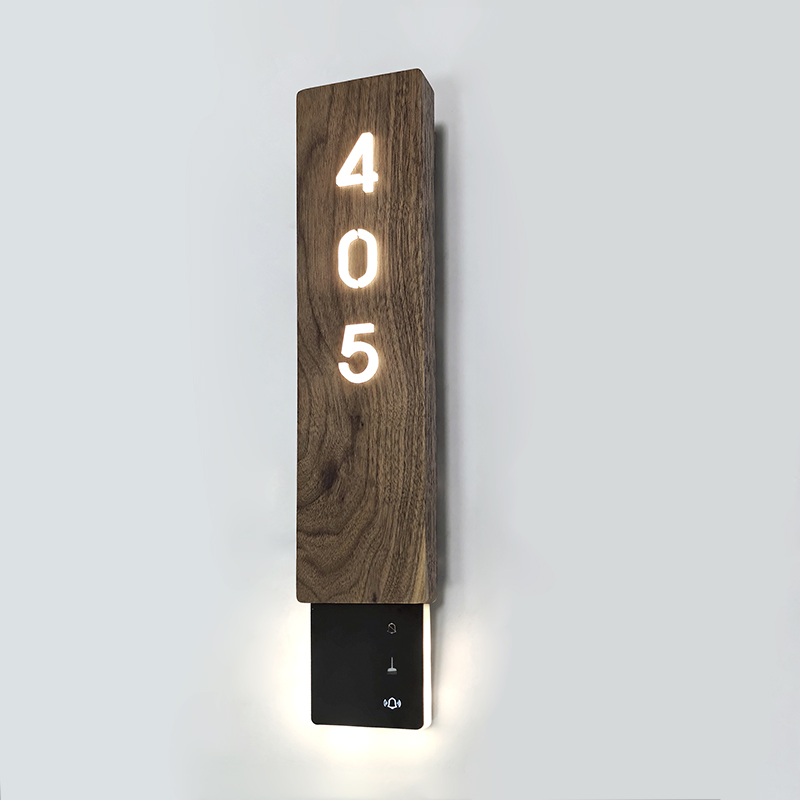 House Room Number Illuminated Dnd Doorbell Wood Hotel Apartment Door Plate Sign