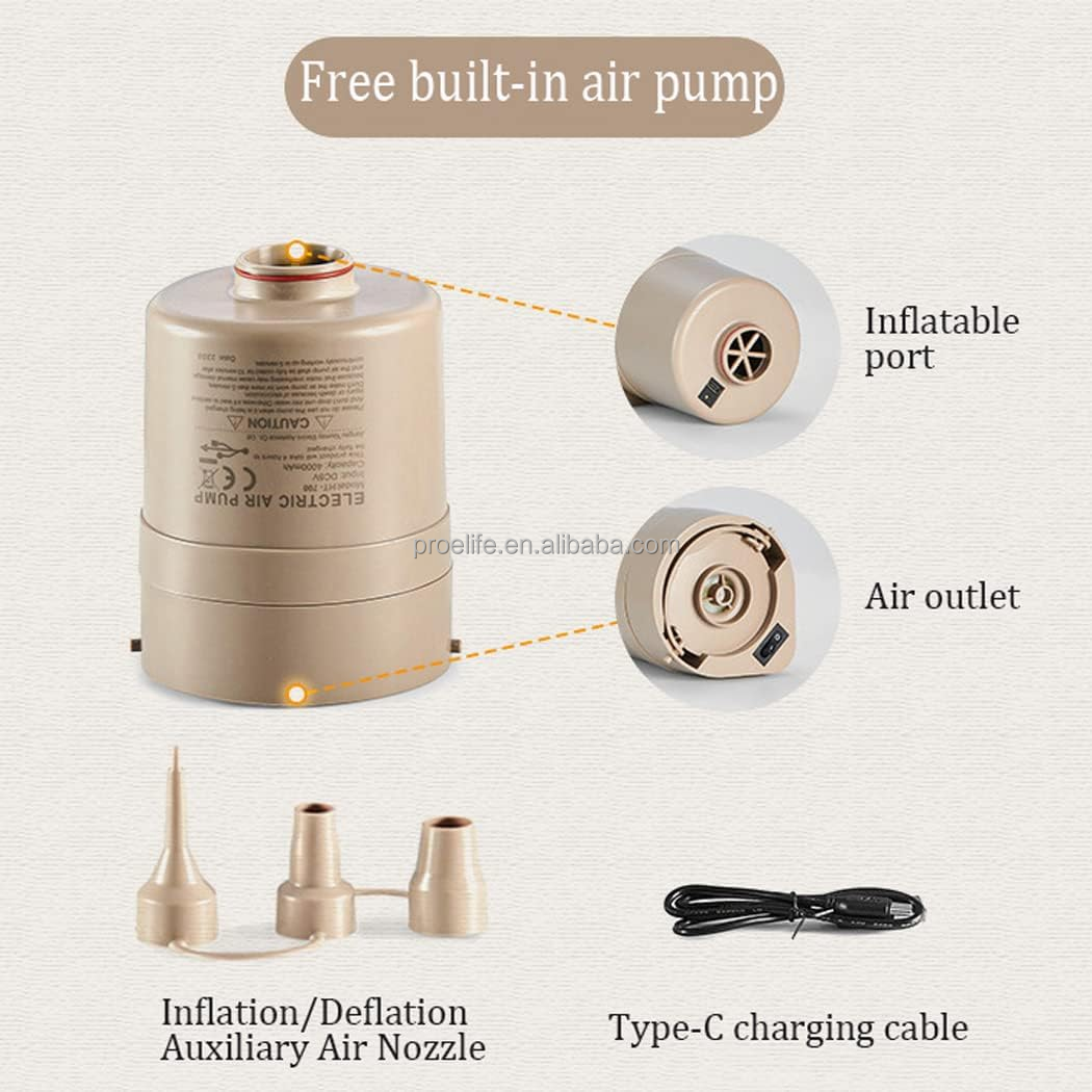 Матрас надувной флокированный с подушками для кемпинга и путешествий