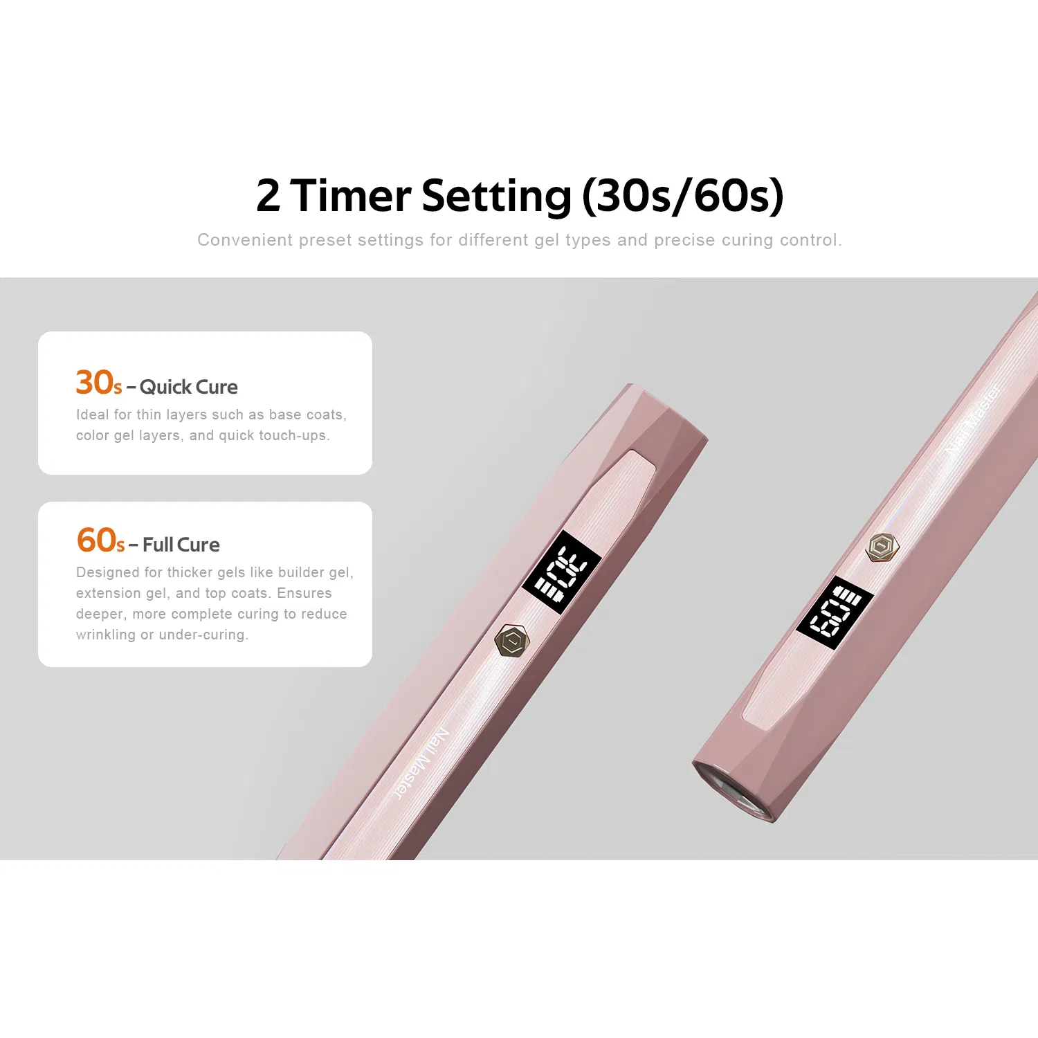 OEM / ODM Nail Dryer 2 Timers Rechargeable Mini Nail Gel Light Curing Handheld Cordless UV Nail Lamp with LCD Display