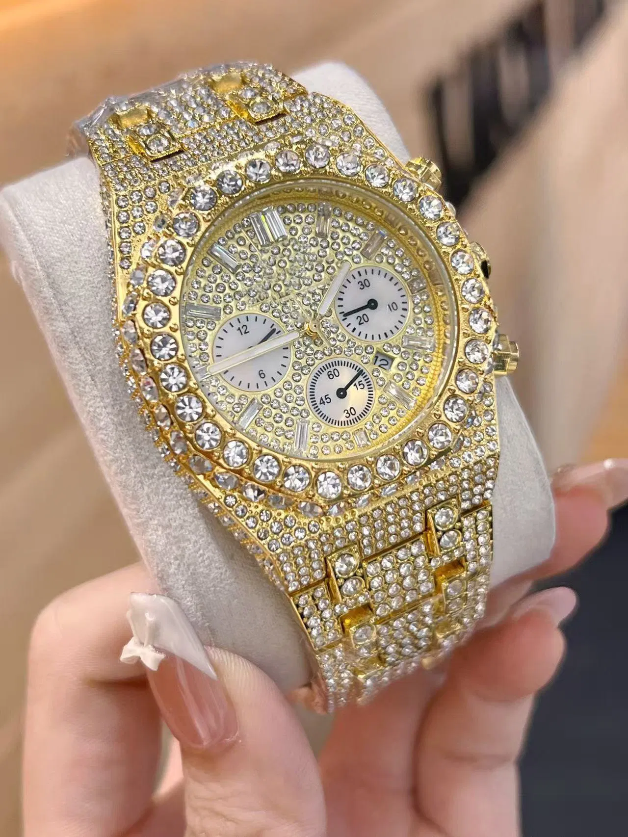 Luxury Diamond-Set Watch Vvs1 Vvs2 High-Quality Diamond Watch Fashionable Moissanite Mechanical Watch Fully Automatic Wristwatch