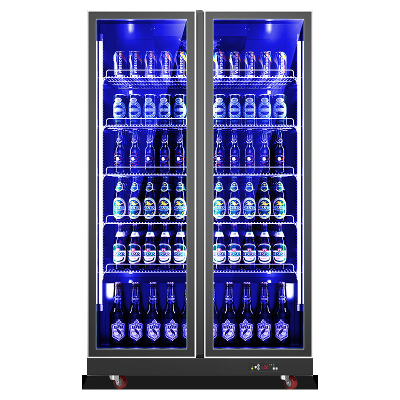 Professional Manufacture CE CB Air Cooling Single/Double Supermarket Commercial Vertical Tempered Glass Door Upright Beer Beverage Cooler Chiller Refrigerator
