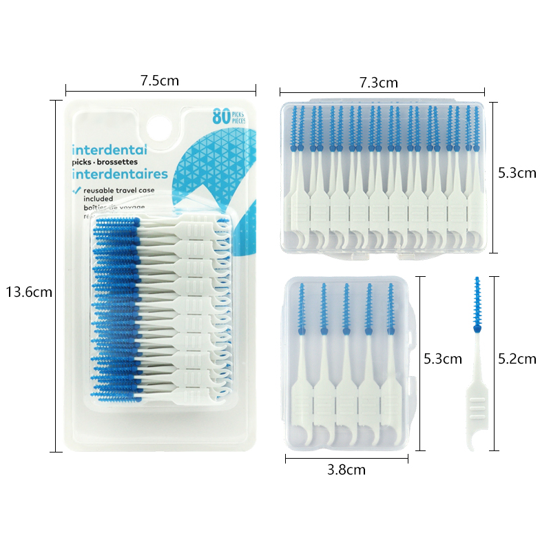 Soft Silicone I-Shape Interdental Brush Food-Grade Material Orthodontic Double Head Toothpick