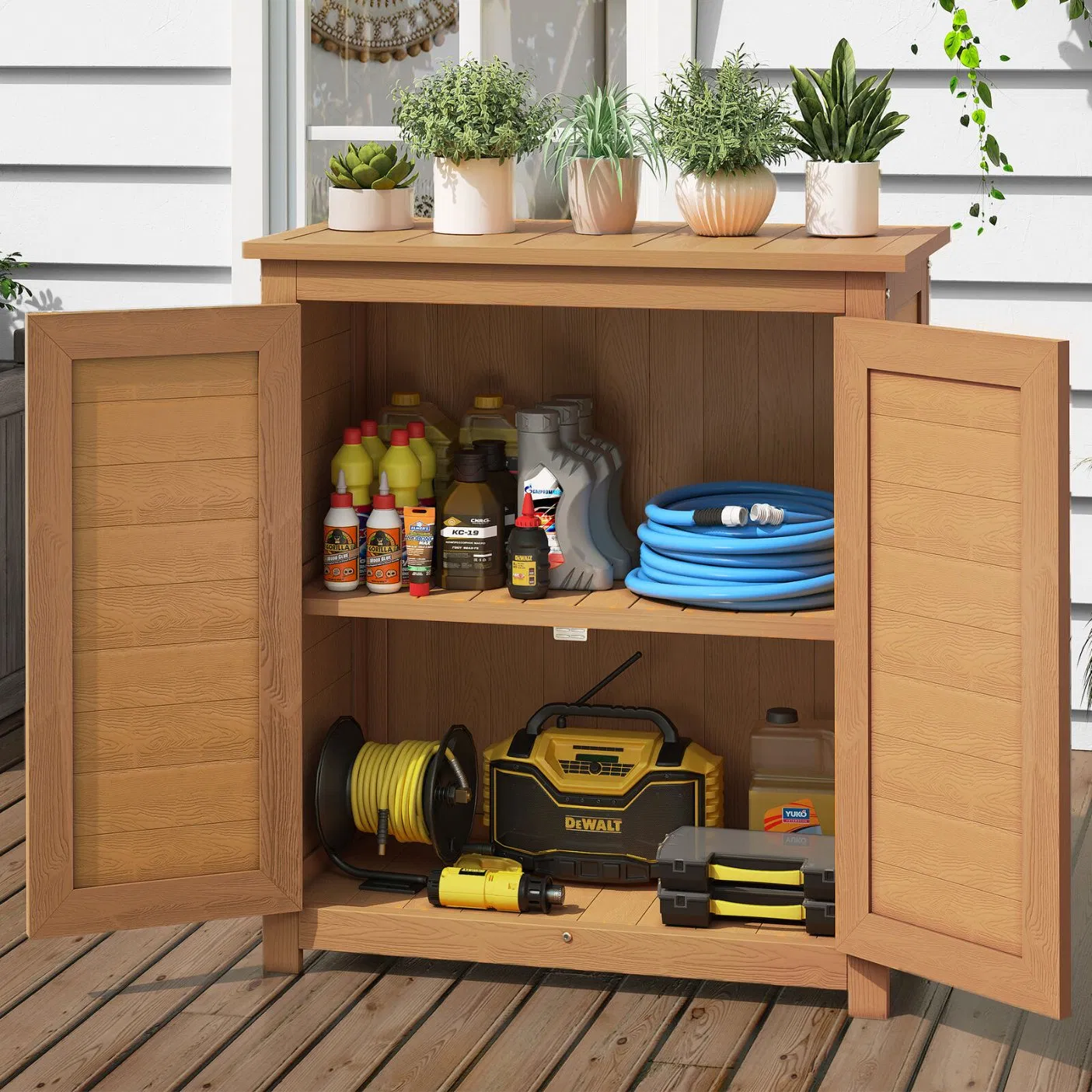 New Aluminium Garden Outdoor Storage Shed with Locker Garden Tool Shed Cabinet