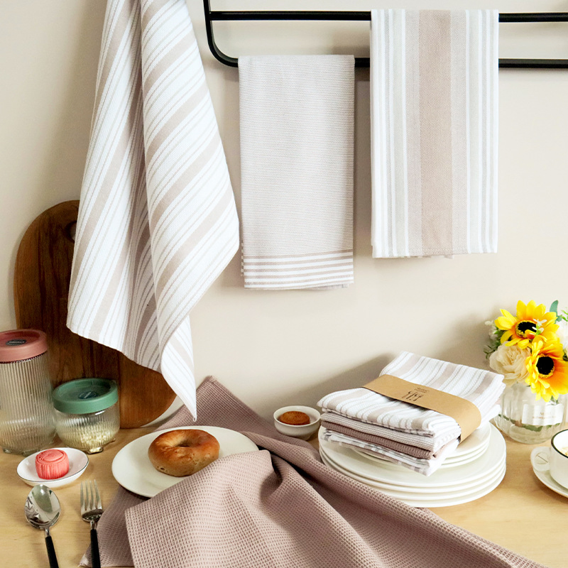 New Waffle Woven Kitchen Hand Towel Custom Cotton Tea Towel Set