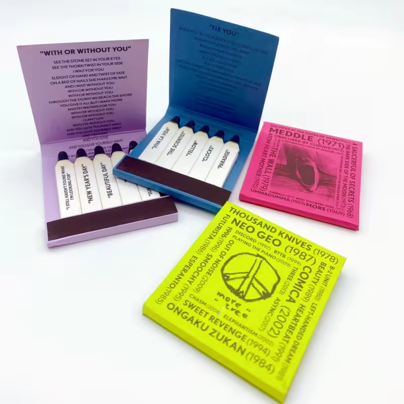 Stylish Wooden Matchbook Custom Logo and Red Tips