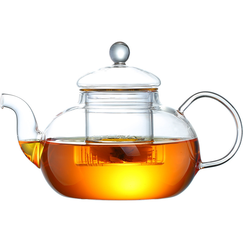 Factory Direct Sale 600ml/800ml/1200ml Clear High Borosilicate Heat Resistant Glass Teapot with Infuser