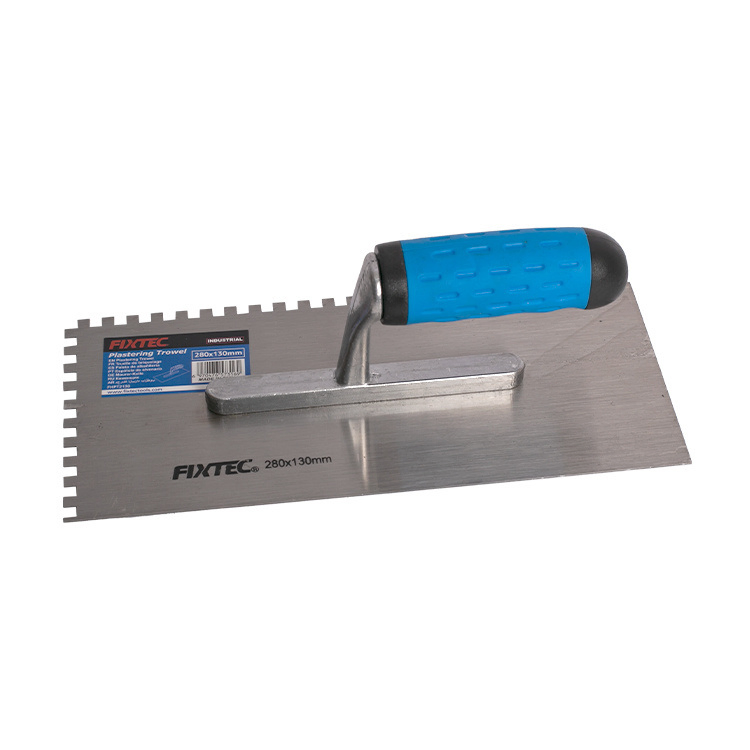 Fixtec 130mm Plastering Notched Tile Trowel with High Quality Stainless Steel Blade Plastic Handle Concrete Trowel