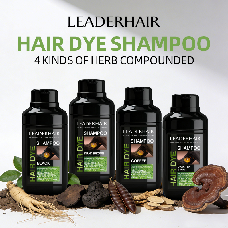 Leaderhair Herbal Mild Black and Brown Hair Color Dye Shampoo Original Factory Wholesale Supplier Good Quality Low Price Customize OEM