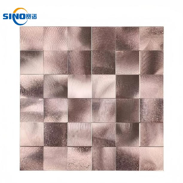 Waterproof Heat-Resistant Square Aluminium Metal Mosaic Peel and Stick Wall Covering for Fireplace Kitchen Stove Decor Easy to Clean Tiles