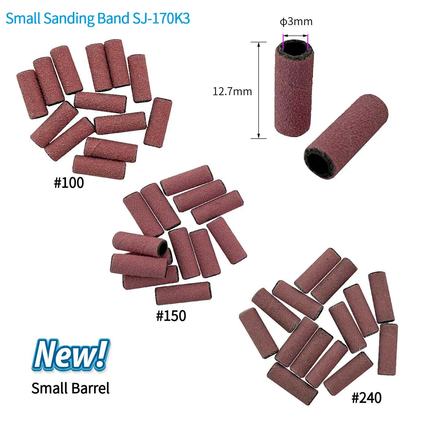Nail Drill Use 3mm Small Barrel Zebra Pink Sanding Band
