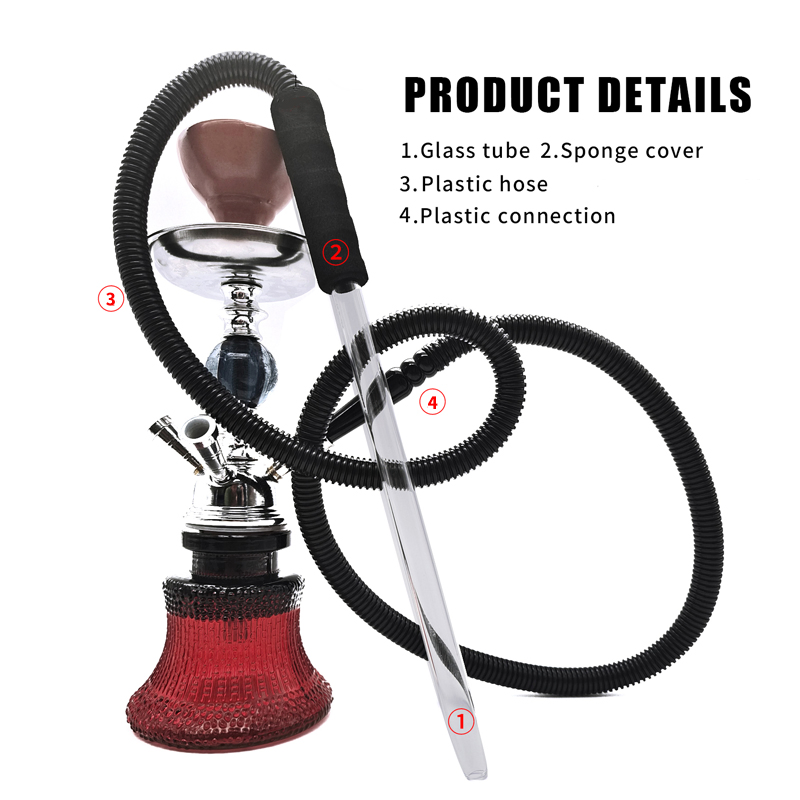 Logo Luxury Colorful Shesha Chisha Plastic Hookah Disposable Glass Pipe