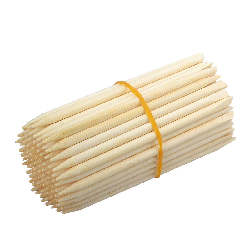 High Quality Double-Ended Disposable Nail File Bamboo Stick Cuticle Pusher Tool for Manicure Orange Manicure Sticks