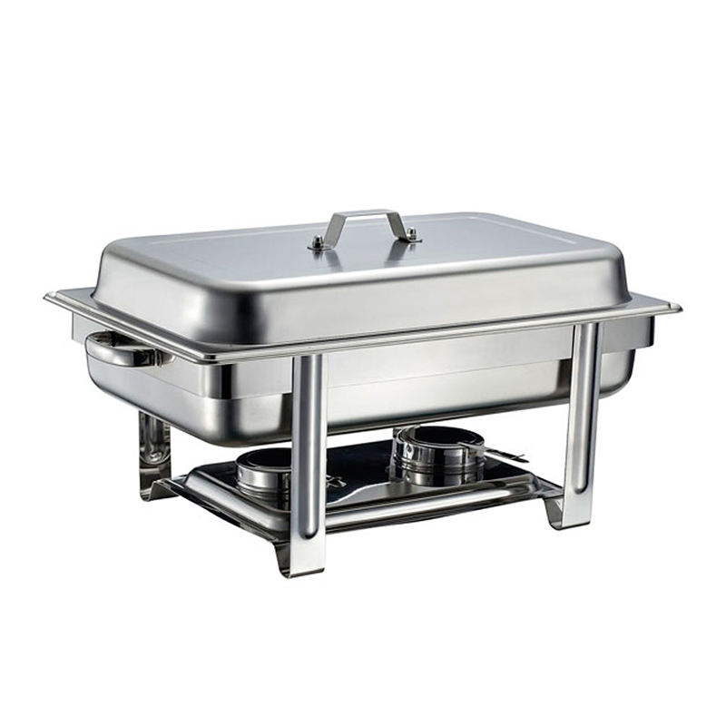 Factory Supply 9L Buffet Chafing Dish Food Warmers Display Rectangular Stainless Steel Goldplated Chaffing Dishes Wholesale