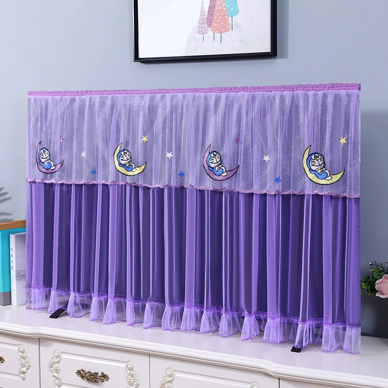 Lace Fabric Monitor Screen Home Decorations TV Protector with Elastic TV Dust Cover