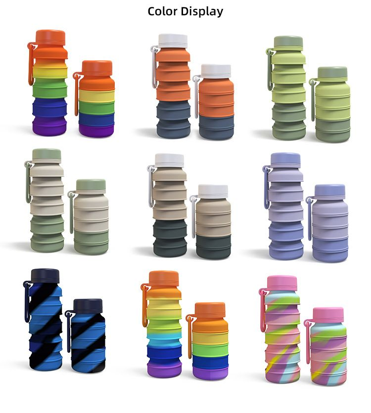 Складная бутылка для воды 600 мл, силиконовая, без BPA