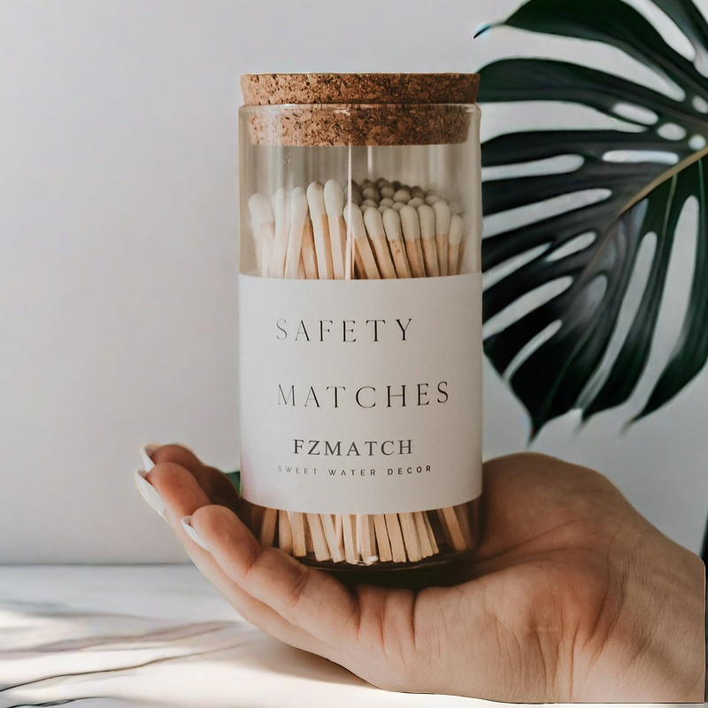 Custom Colorful Match Sticks in Decorative Glass Jar