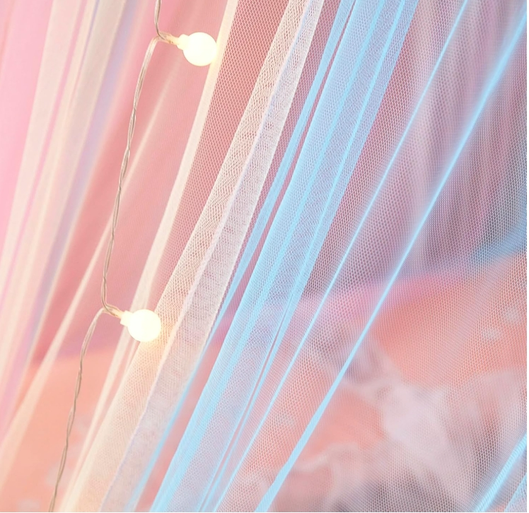 Rainbow Princess Bed Canopy for Girls Room with Glowing Stars Ceiling Bed Canopy Curtains for Twin Full Size Beds Ideal Gift for Girls