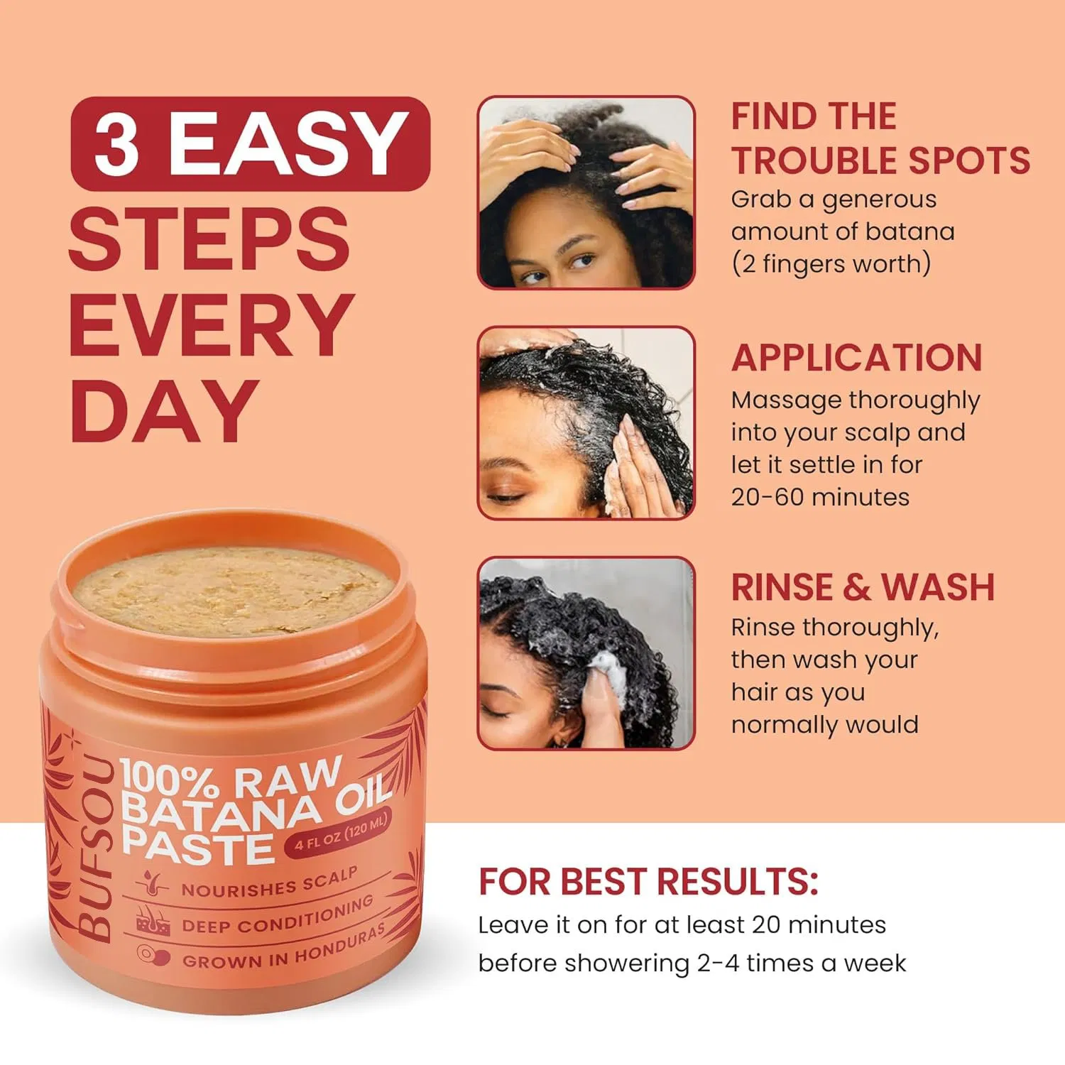Hair Growth in Weeks Latin Natural Hair Treatment Private Label Vegan Nourishing Batana Hair Oil