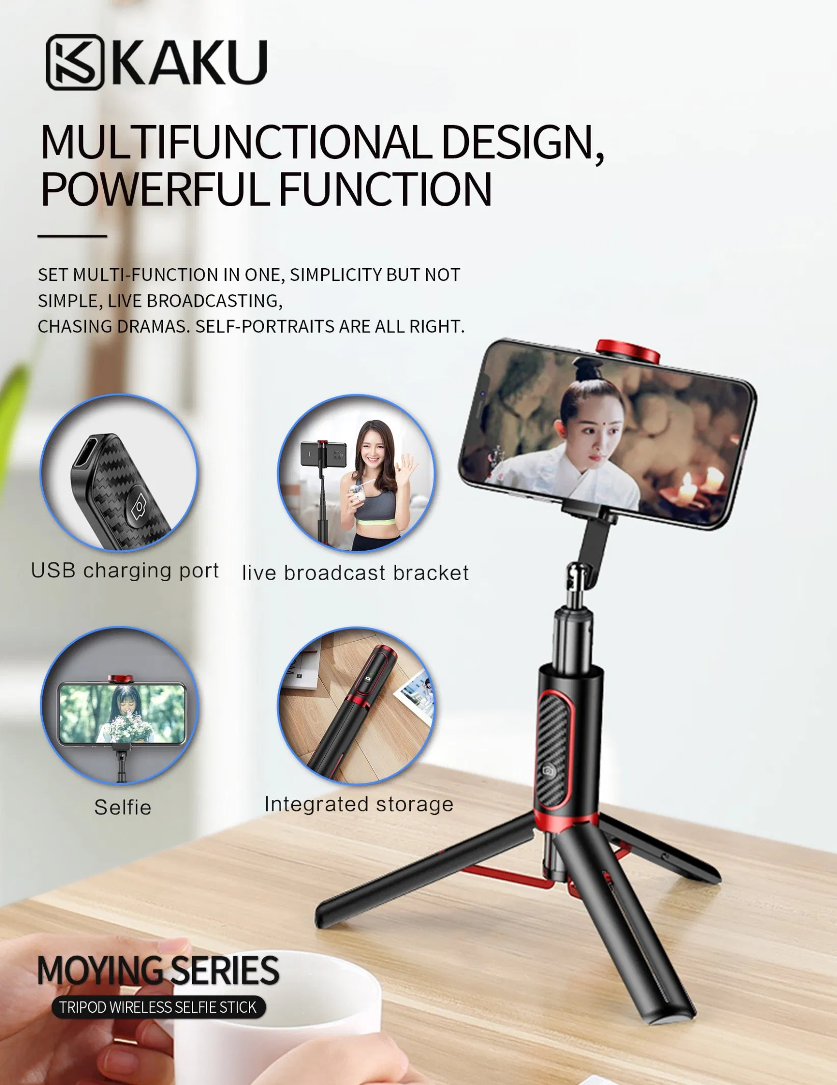 Mini Portable Wireless Bluetooth Selfie Stick with Bluetooth Remote Control