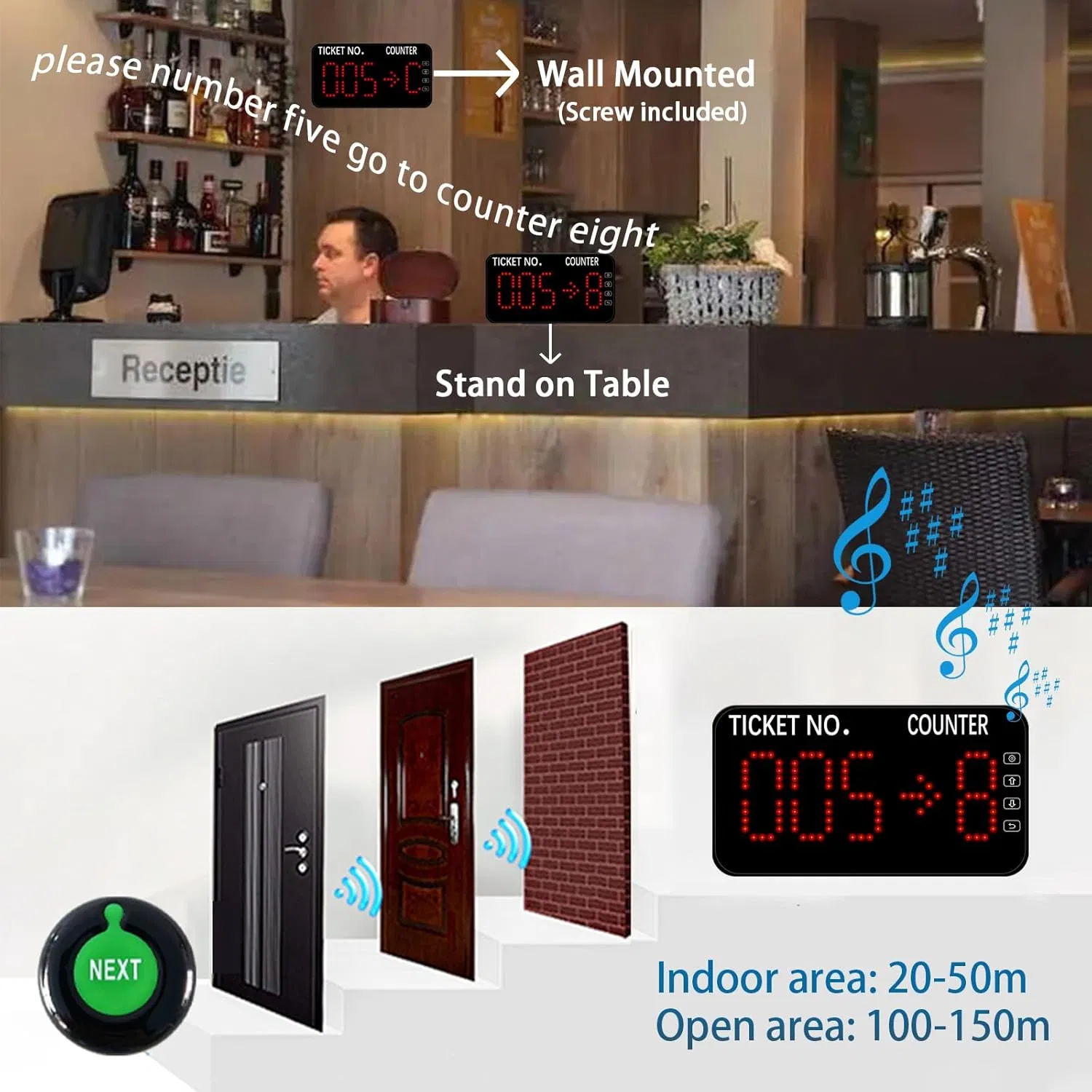 Number Calling System Take a Number System LED Queue Display Show Tickets Number and Counter Number