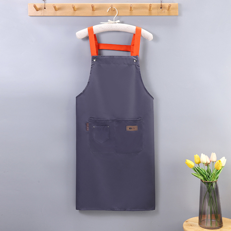 Custom Logo Printed Stripe Apron Full Length Adjustable Organic Cotton Aprons for Cooking Home and Restaurant Use Apron