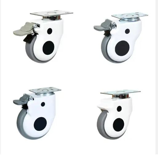 Medical 3-Inch Flat-Cover Universal Rubber Casters for Beauty Devices, Medical TPR Solid Wheels