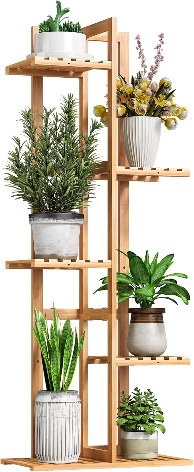 Bamboo Household Living Room Balcony Multi-Layer Flower Rack