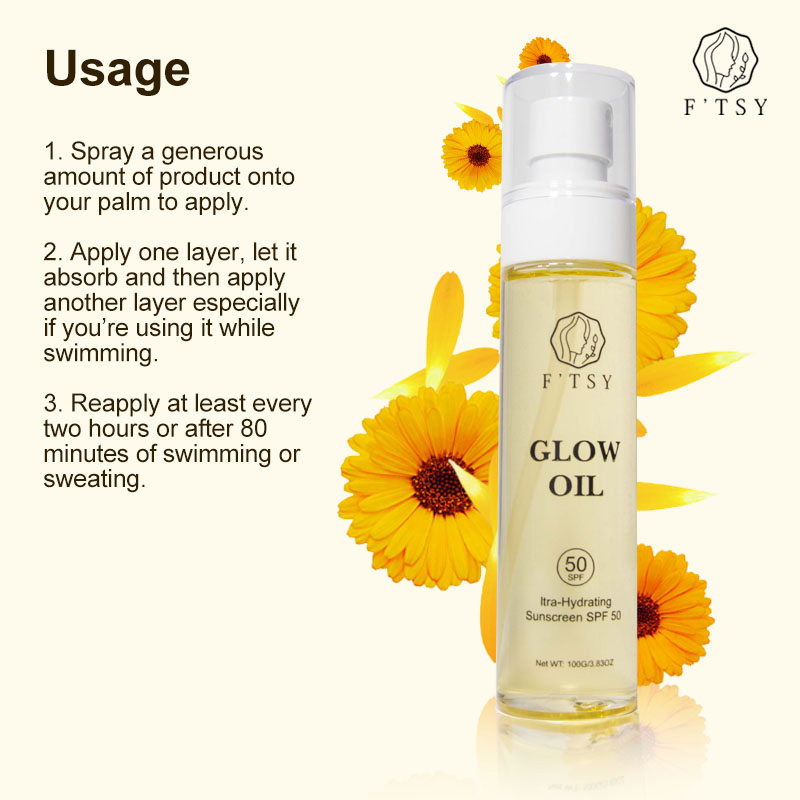 Private Natural Label Natural Vegan Hot Selling Daily SPF 40 PA+++ Body Care Sunscreen Oil