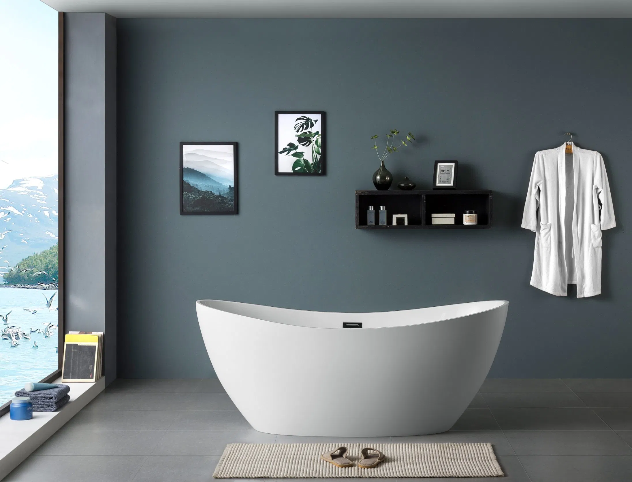 Bathrooms 1500mm/1700mm Double Ended Slipper Morden Freestanding Acrylic Bathtub