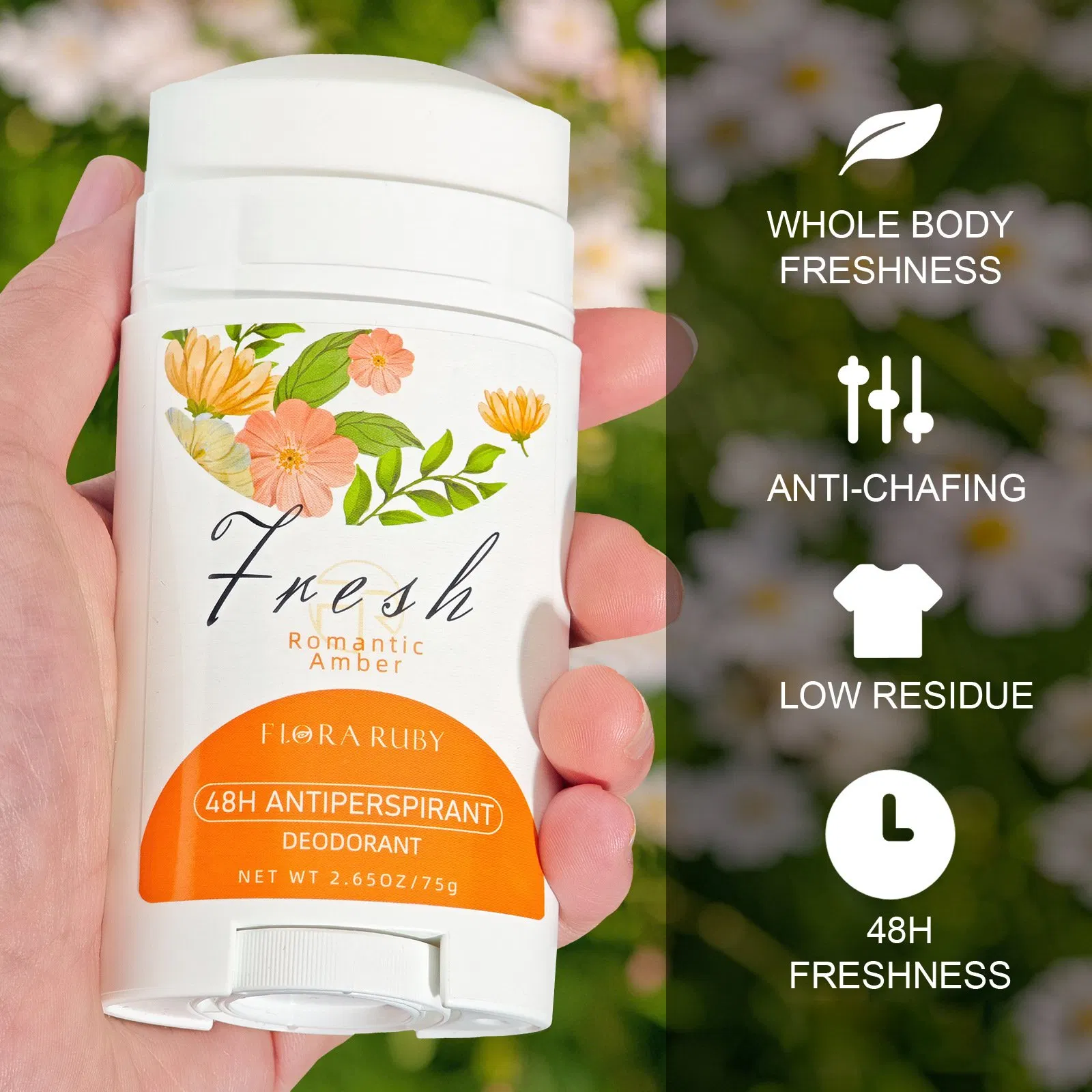 Non-Irritating Body Stick Deodorant with Gentle Organic Pearl Beads