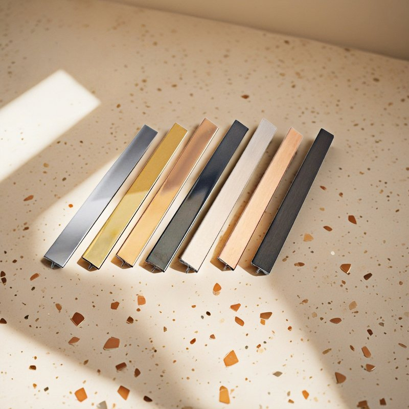 India 201 304 Stainless Steel T-Shaped PVD Profile Metal Trim T Patti for Wall Transitions