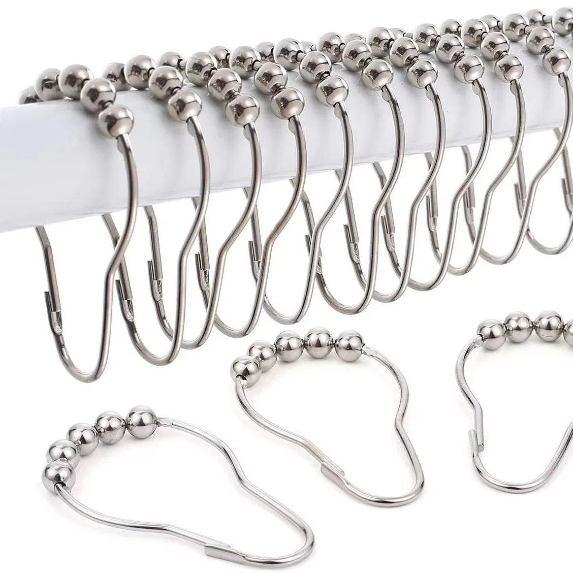 Factory Wholesale Metal Curtain Hanger Metal Curtain Hook Stainless Steel Shower Curtain Hooks