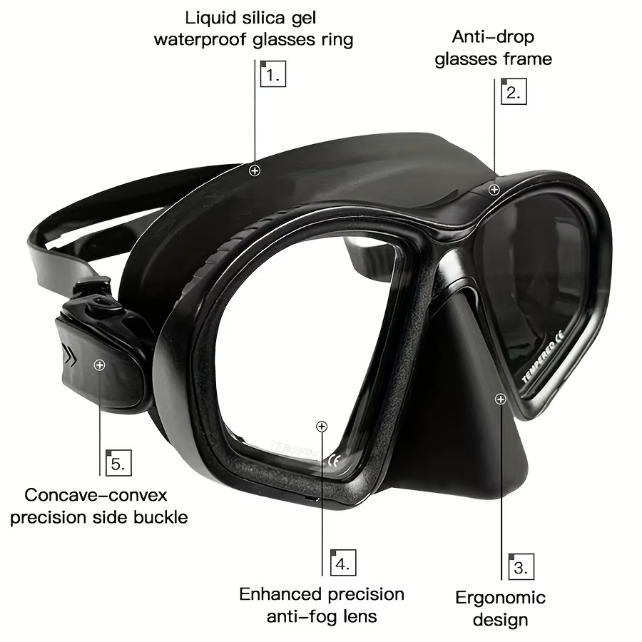Wholesale Low Volume Freediving Mask Tempered Glass Diving Mask Waterproof Anti Fog Clear Vision Diving Goggles with Case
