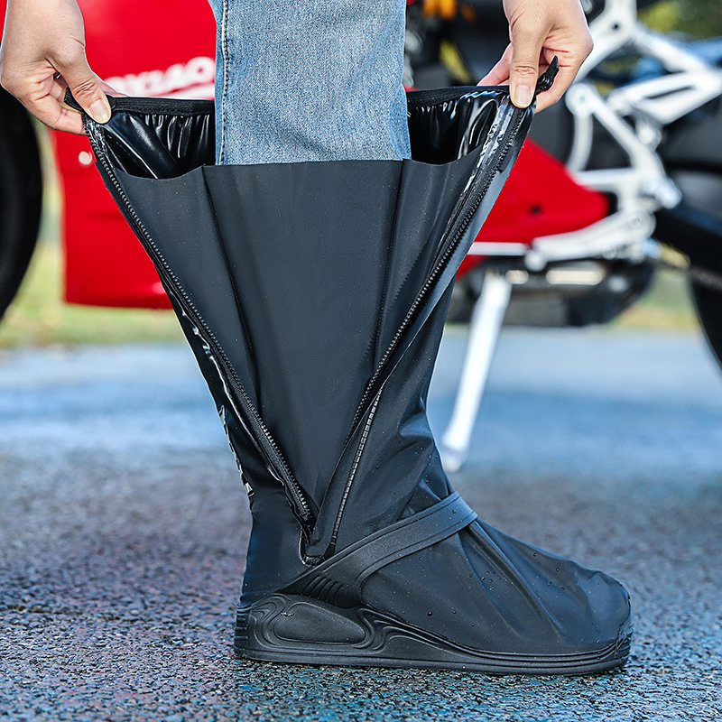 Knee High Waterproof Motorcycle Fashionable PVC Rain Shoes Cover with Zipper