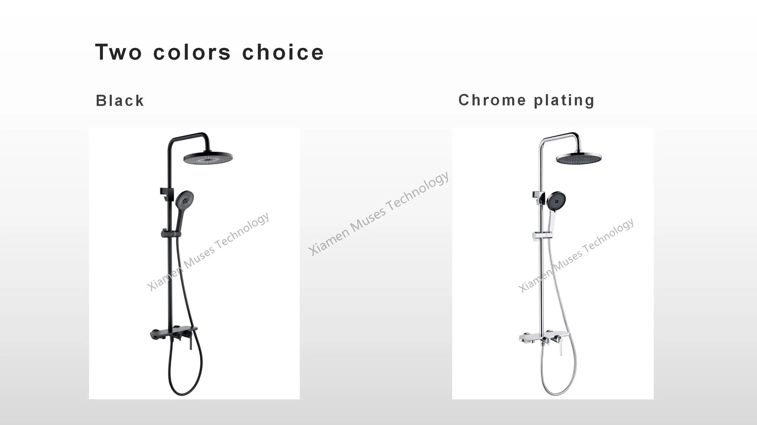 3-Way Wall-Mounted Brass Modern Luxury Bathroom Thermostatic Rainfall Rain Shower System Set Bath Mixer Faucet Bar Shower Panel Shower Column with Hand Shower