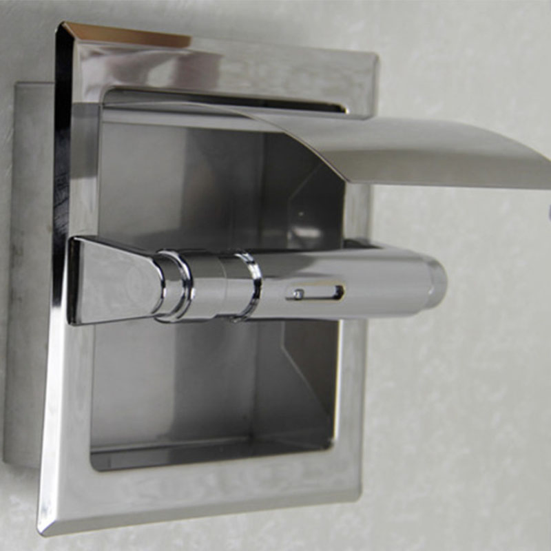 Square Built-in Paper Roll Holder Used in Hotel or Public Bathroom