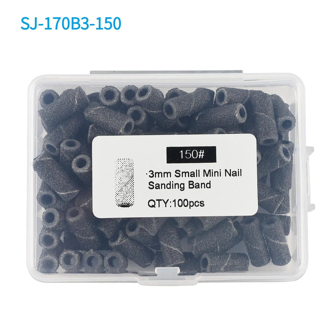 100PCS/Box 3mm Silicon Carbide Abrasive Black Mini Small Nail Beauty Sanding Band Bit
