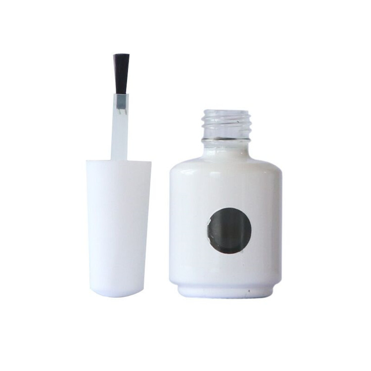 OEM Custom Private Label 15ml White Empty UV Gel Cosmetic Glass Bottle Nail Polish Glass Bottle with Cap and Brush