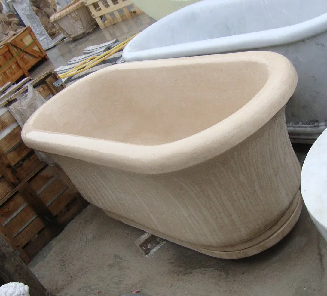 Factory Price Classic Design Sunset Glow Red Natural Stone Carved Marble Bathtub (SYBT-011)