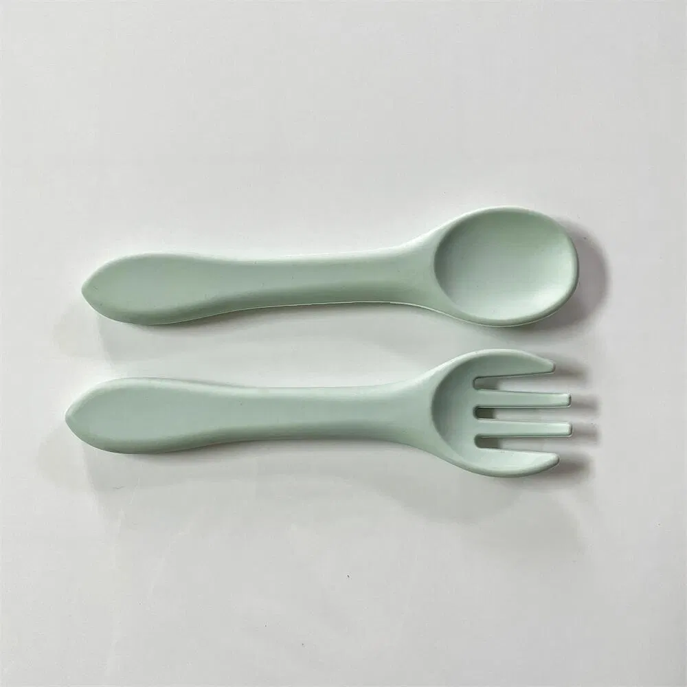 Food Grade Mother and Baby Products Baby Tableware Silicone Fork Spoon Children's Silicone Spoon