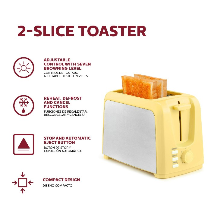 Factory Outlet 7 Browning Control Stainless Steel Settings 2-Slice Toaster
