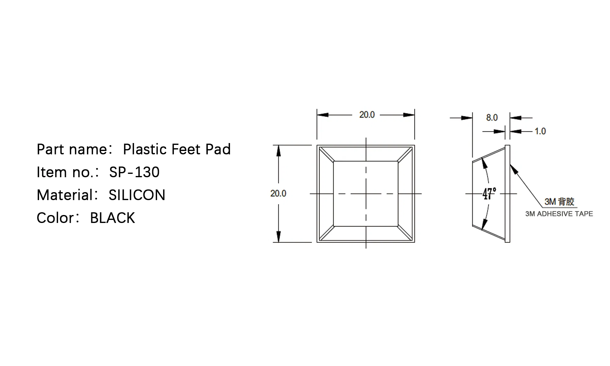 Sp-130 Plastic Square Rubber Bumpers Dampers Vibration Dampers New Condition Buffer