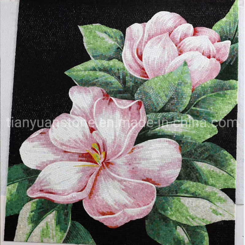 Beautiful Yellow Flower/Flora Mural/Pattern Glass Mosaic Artwork for Wall Decor