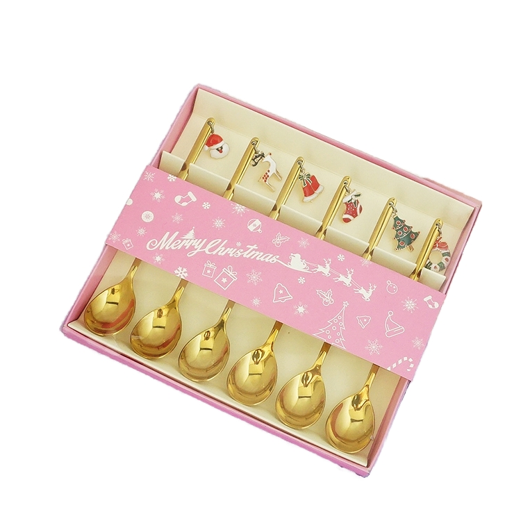 Wholesale 304 Stainless Steel Christmas Cutlery Set Gold and Silver Spoon and Fork Set with Mirror Polish for Dining Table