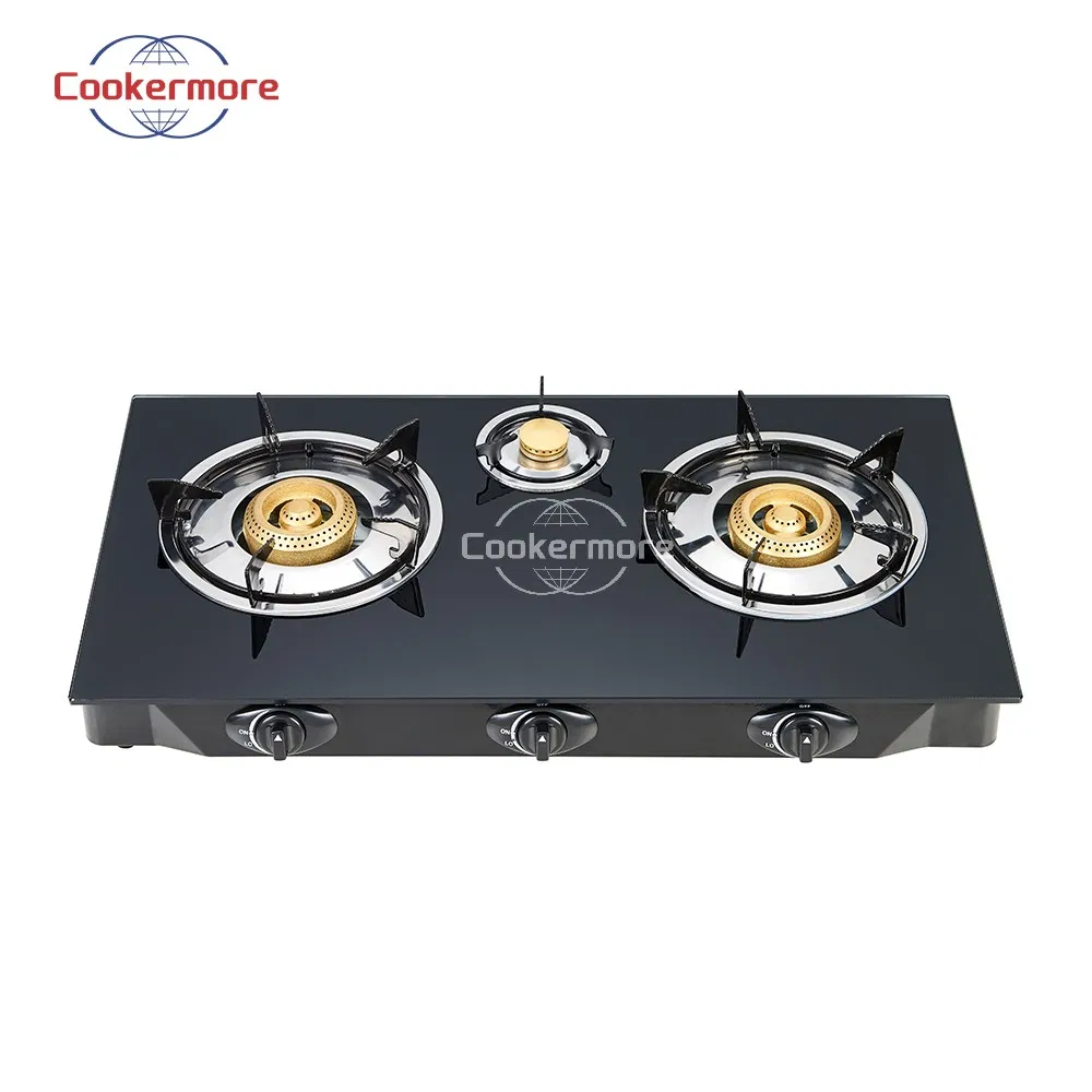 Kitchen Appliance Three-Burner Frosted Glass Top Stylish Desktop Kitchen Gas Hob