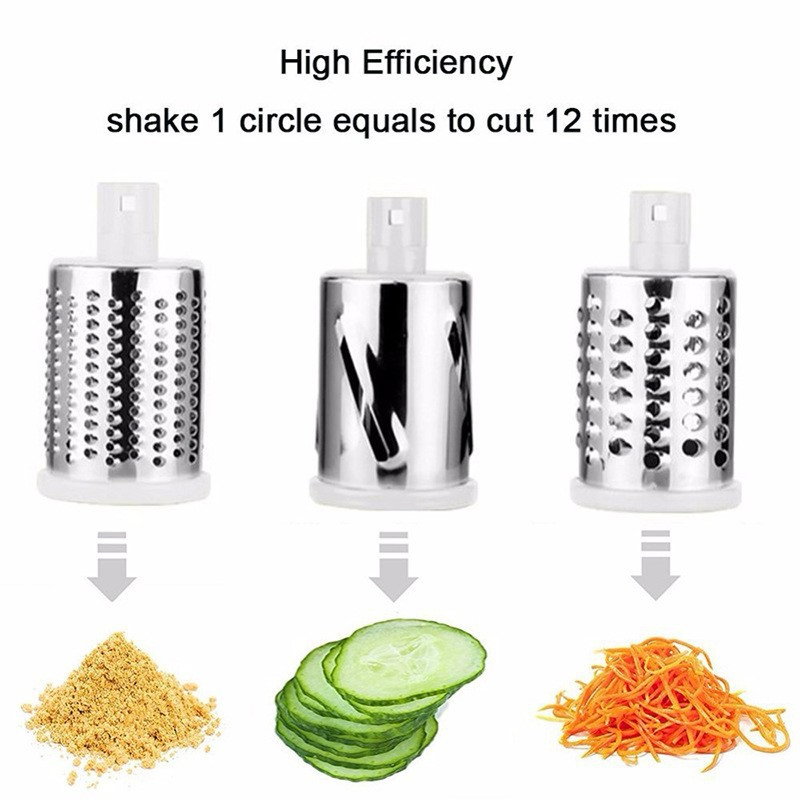 3 in 1 Manual Food Vegetable Grater Cheese Grater Vegetable Slicer Kitchen Rotary Tabletop Drum Grater for Kitchen Gadgets