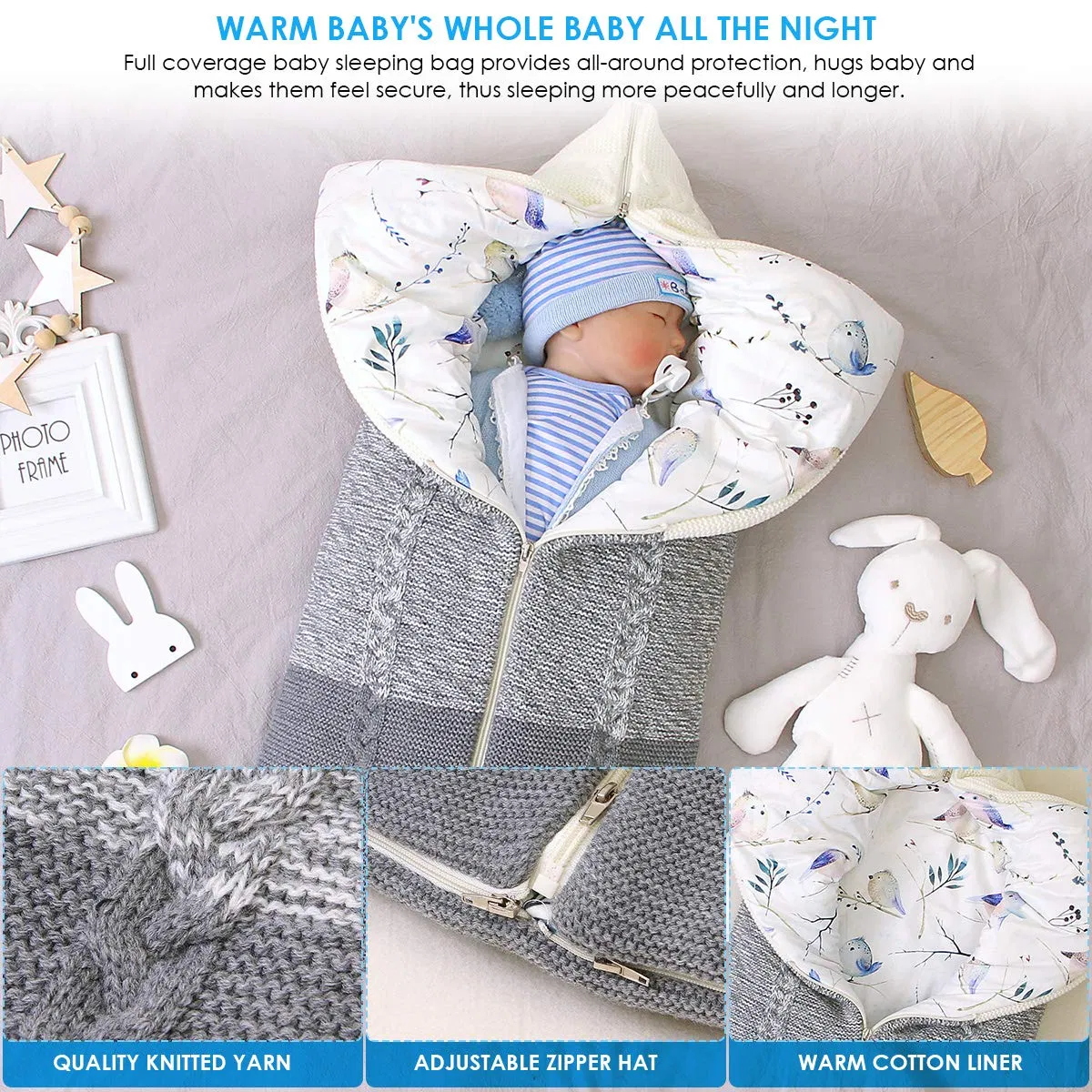 New Design Newborn Baby Swaddle Blanket Multifunction Stroller Wrap Sleeping Bunting Bag