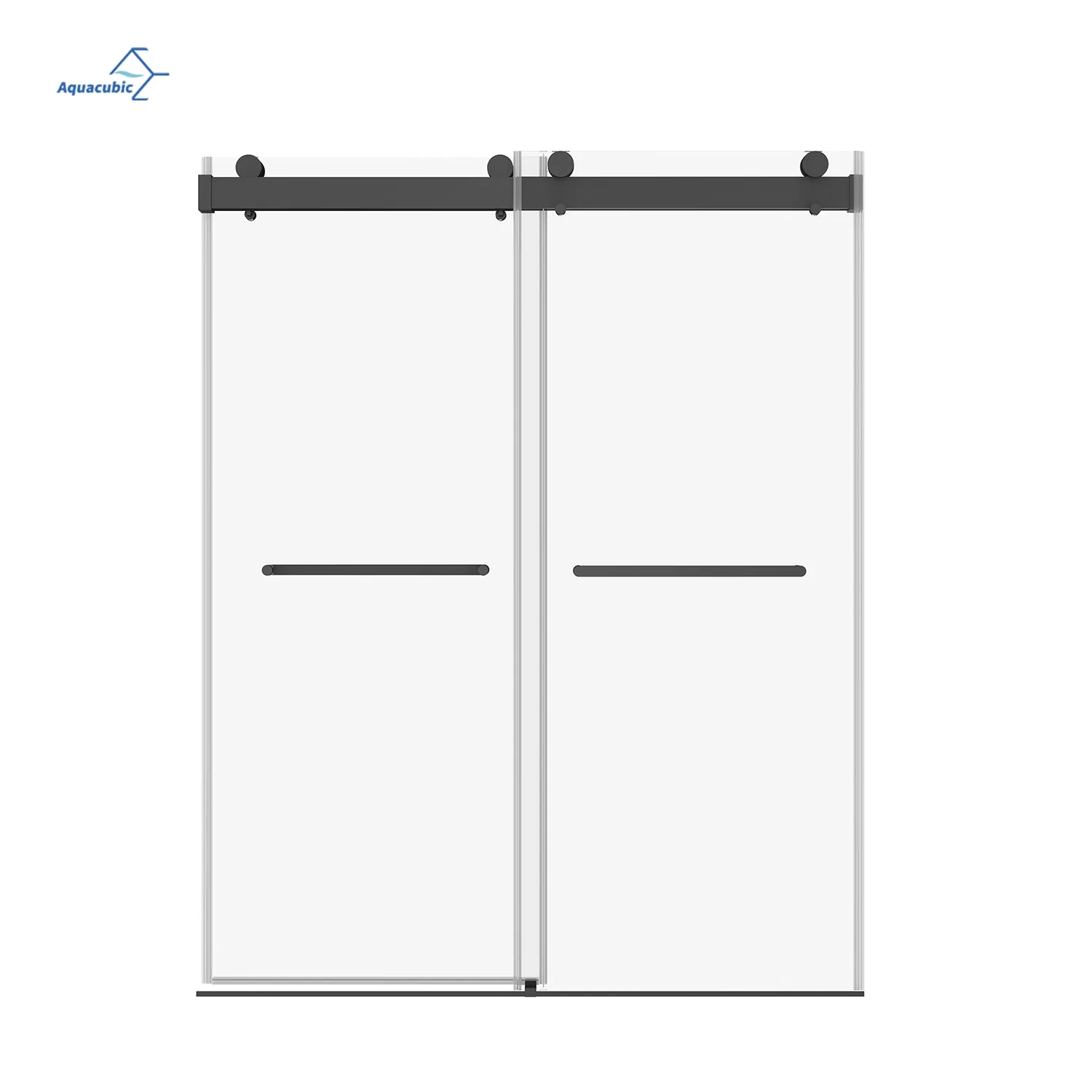 Hotel Double Bypass Soft Close Bathroom Tempered Glass Black Frameless Shower Enclosure Shower Screen Sliding Glass Shower Door