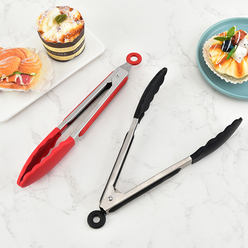 Cooking Tongs, Premium Silicone Free Non-Stick Stainless Steel BBQ Grilling Food Tongs